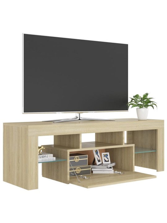 Tv galdiņš ar led lampiņām, 120x35x40 cm, ozolkoka krāsā