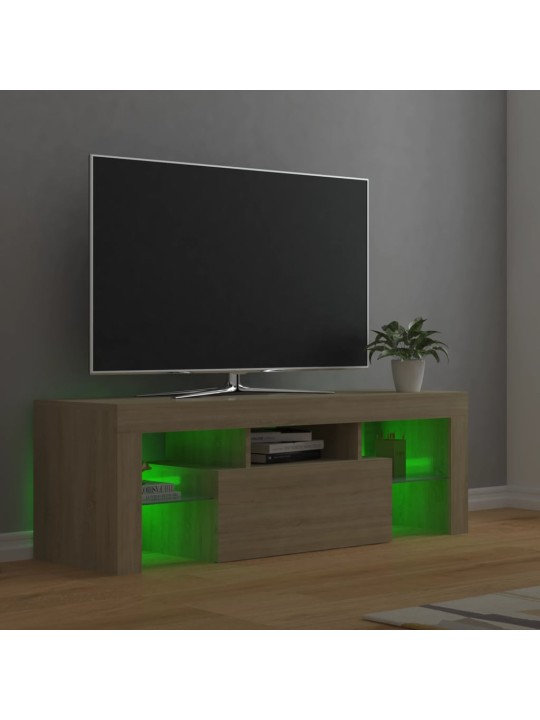 Tv galdiņš ar led lampiņām, 120x35x40 cm, ozolkoka krāsā