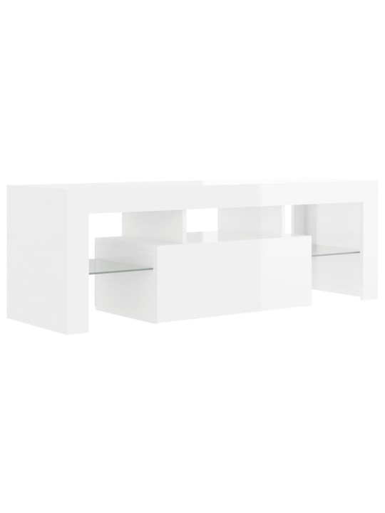 Tv galdiņš ar led lampiņām, 120x35x40 cm, spīdīgi balts