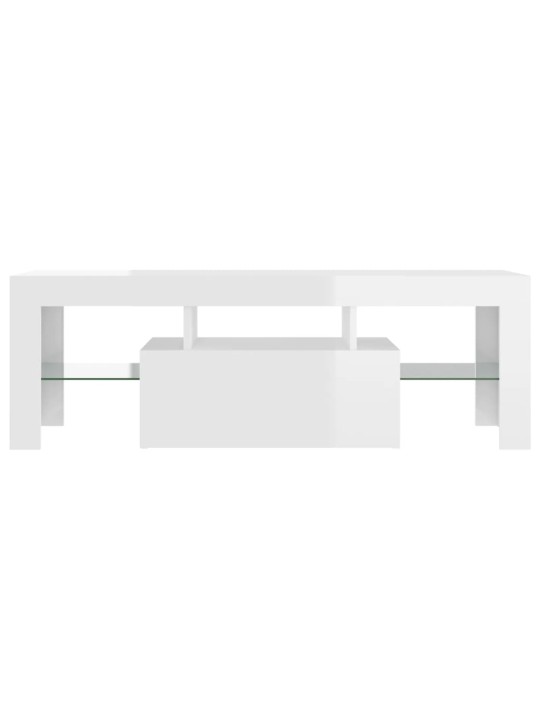 Tv galdiņš ar led lampiņām, 120x35x40 cm, spīdīgi balts