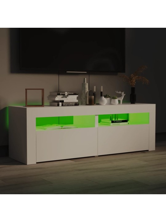 Tv galdiņš ar led lampiņām, 120x35x40 cm, balts