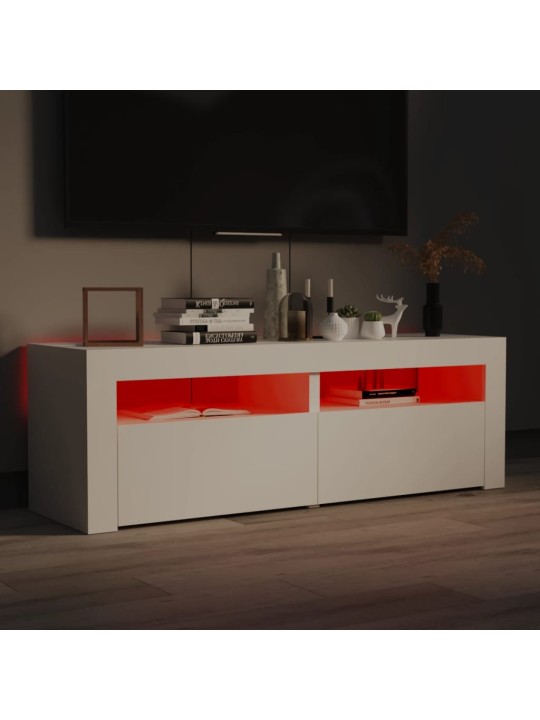 Tv galdiņš ar led lampiņām, 120x35x40 cm, balts