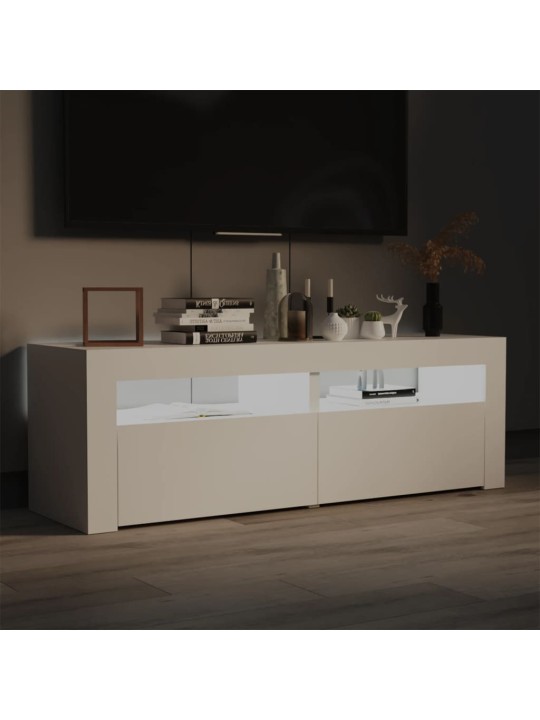 Tv galdiņš ar led lampiņām, 120x35x40 cm, balts