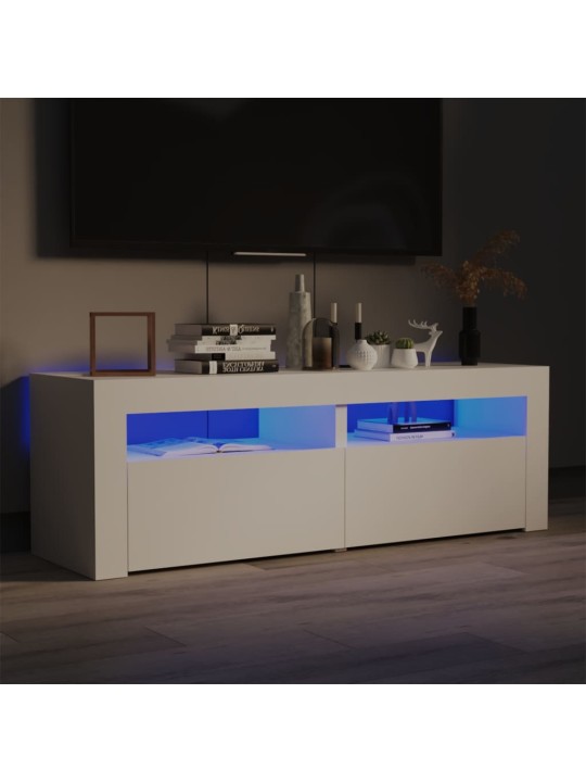 Tv galdiņš ar led lampiņām, 120x35x40 cm, balts