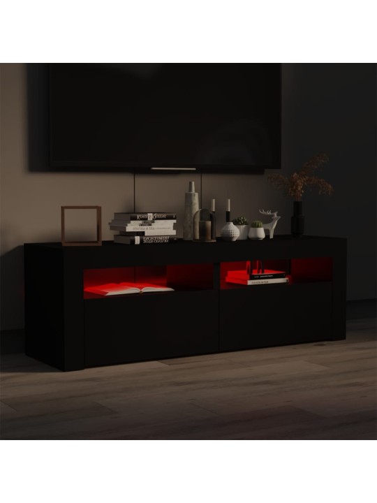 Tv galdiņš ar led lampiņām, 120x35x40 cm, melns
