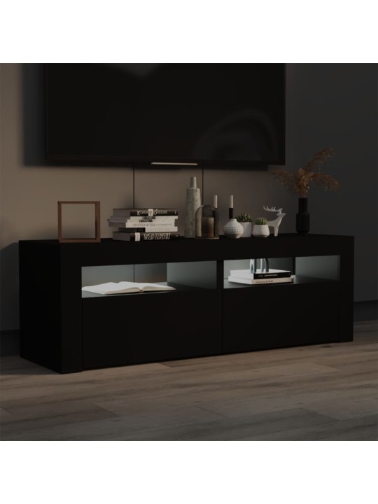 Tv galdiņš ar led lampiņām, 120x35x40 cm, melns