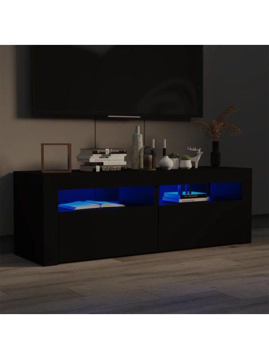 Tv galdiņš ar led lampiņām, 120x35x40 cm, melns