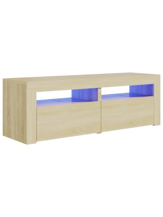 Tv galdiņš ar led lampiņām, 120x35x40 cm, ozolkoka krāsā