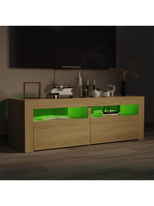 Tv galdiņš ar led lampiņām, 120x35x40 cm, ozolkoka krāsā