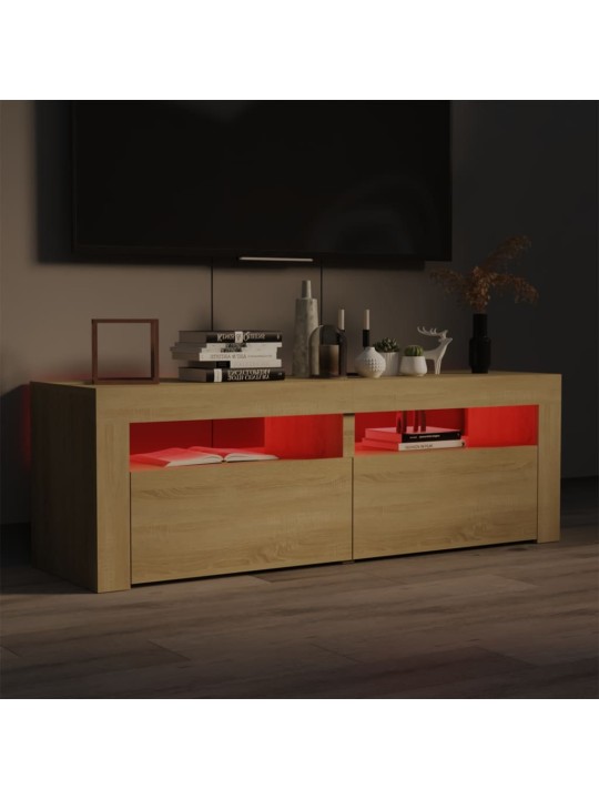Tv galdiņš ar led lampiņām, 120x35x40 cm, ozolkoka krāsā