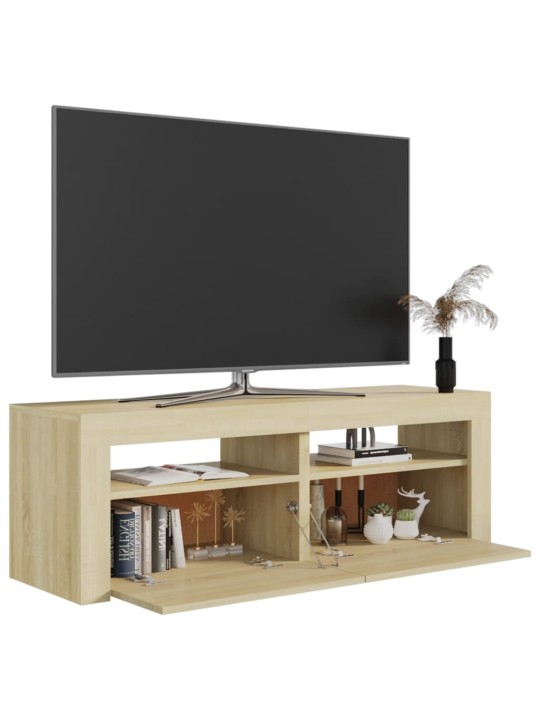 Tv galdiņš ar led lampiņām, 120x35x40 cm, ozolkoka krāsā