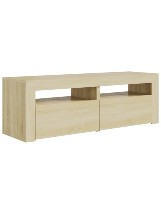 Tv galdiņš ar led lampiņām, 120x35x40 cm, ozolkoka krāsā