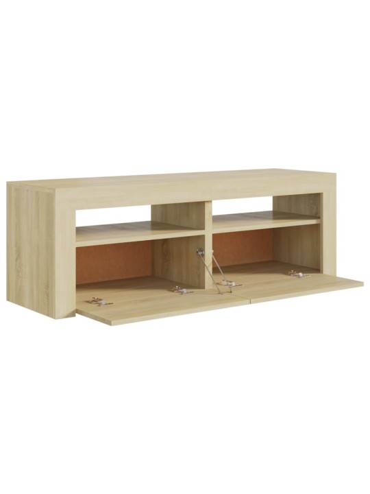 Tv galdiņš ar led lampiņām, 120x35x40 cm, ozolkoka krāsā