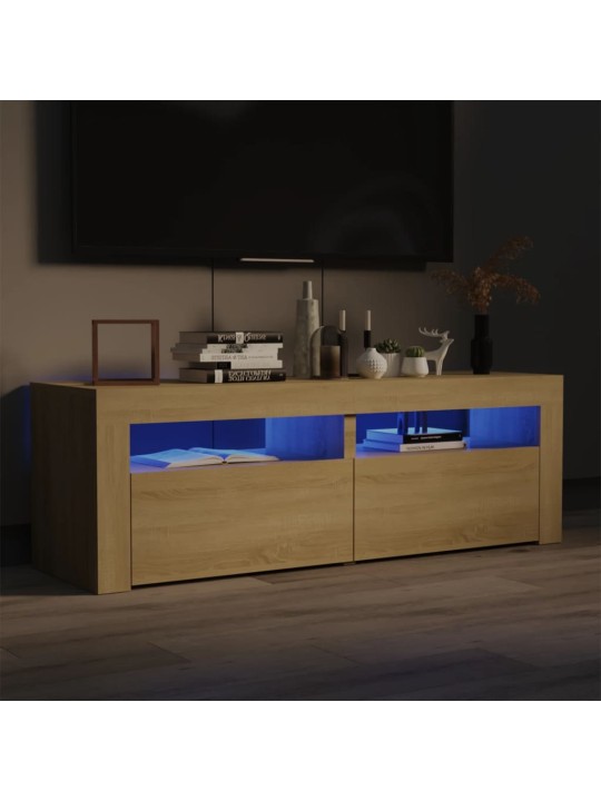 Tv galdiņš ar led lampiņām, 120x35x40 cm, ozolkoka krāsā