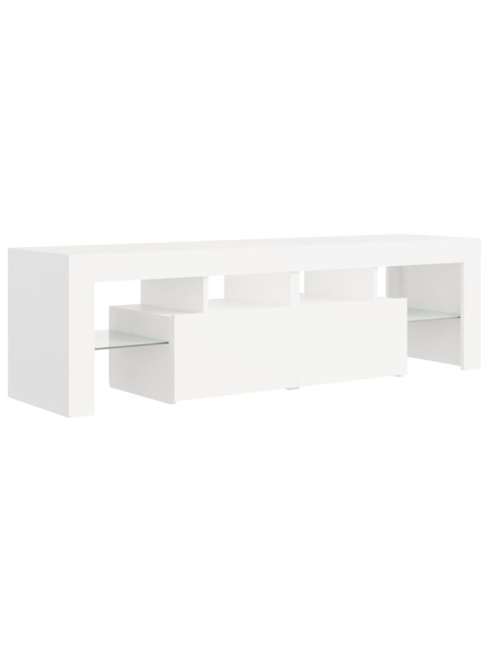 Tv galdiņš ar led lampiņām, 140x36,5x40 cm, balts