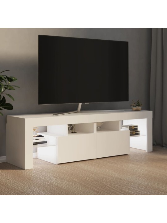 Tv galdiņš ar led lampiņām, 140x36,5x40 cm, balts