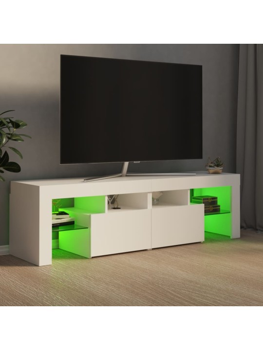 Tv galdiņš ar led lampiņām, 140x36,5x40 cm, balts