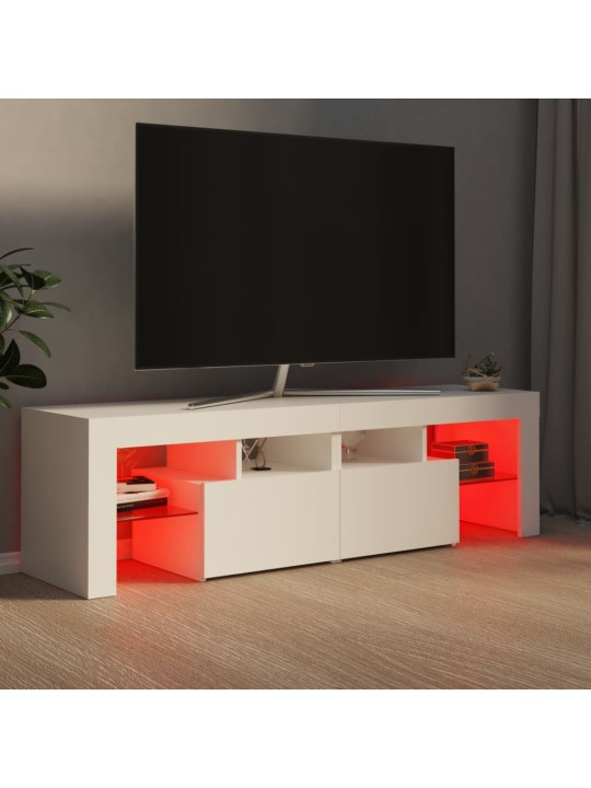 Tv galdiņš ar led lampiņām, 140x36,5x40 cm, balts