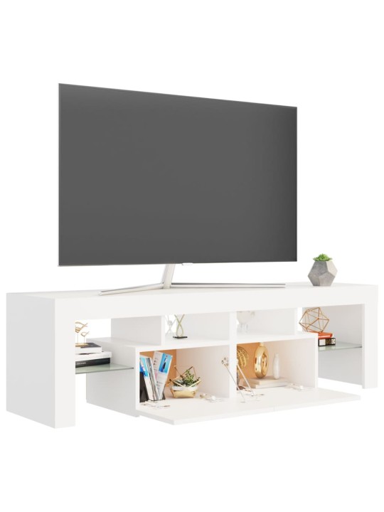 Tv galdiņš ar led lampiņām, 140x36,5x40 cm, balts