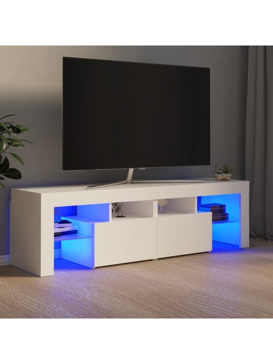 Tv galdiņš ar led lampiņām, 140x36,5x40 cm, balts