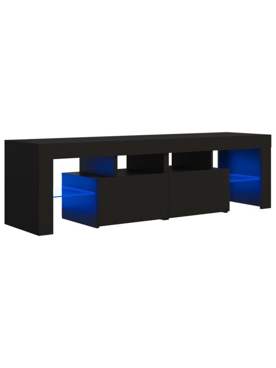 Tv galdiņš ar led lampiņām, 140x36,5x40 cm, melns