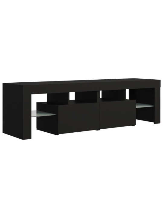 Tv galdiņš ar led lampiņām, 140x36,5x40 cm, melns