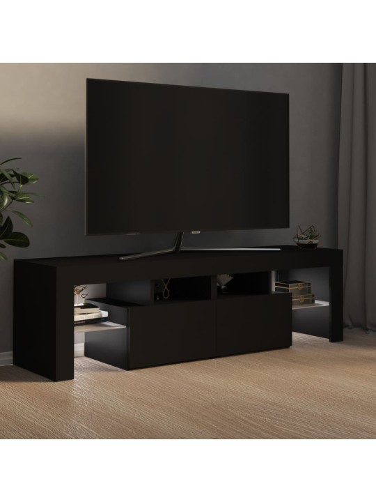 Tv galdiņš ar led lampiņām, 140x36,5x40 cm, melns