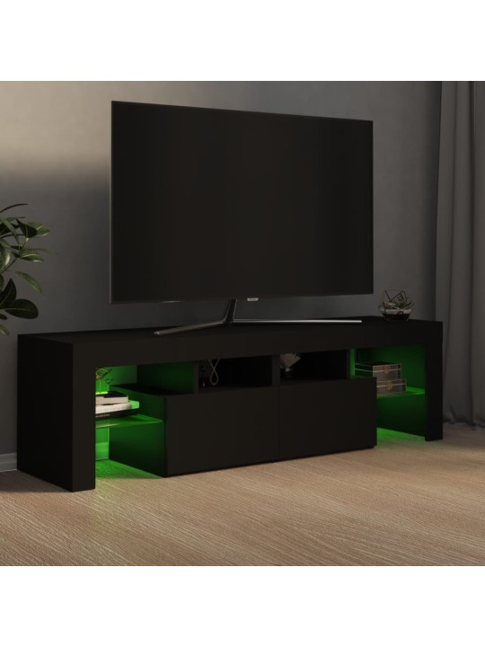 Tv galdiņš ar led lampiņām, 140x36,5x40 cm, melns