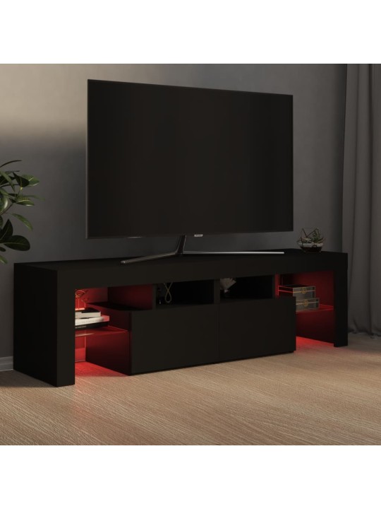 Tv galdiņš ar led lampiņām, 140x36,5x40 cm, melns