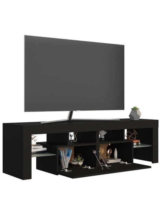 Tv galdiņš ar led lampiņām, 140x36,5x40 cm, melns