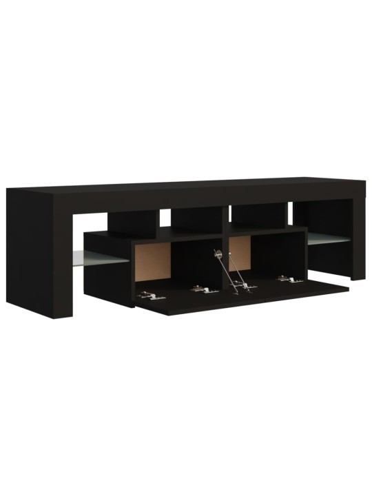 Tv galdiņš ar led lampiņām, 140x36,5x40 cm, melns