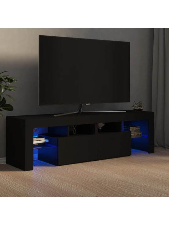 Tv galdiņš ar led lampiņām, 140x36,5x40 cm, melns