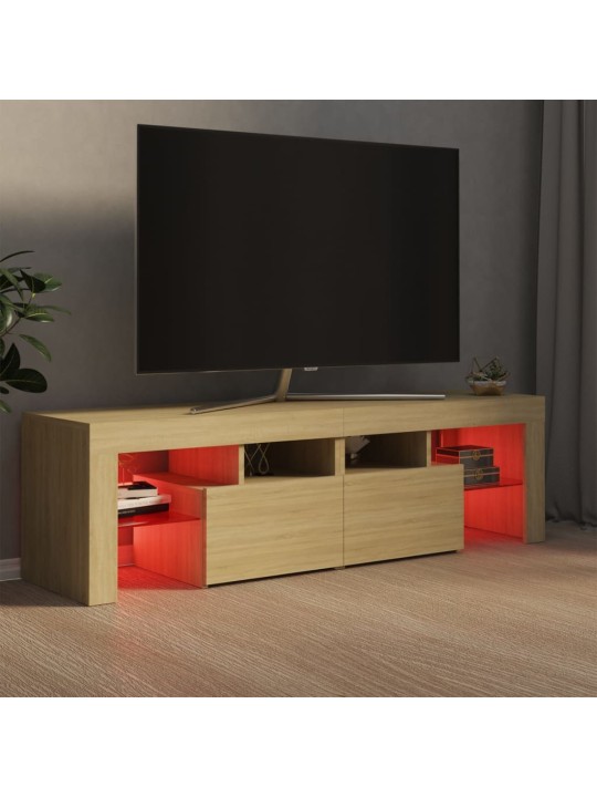 Tv skapītis ar led lampiņām, 140x36,5x40 cm, ozolkoka krāsā