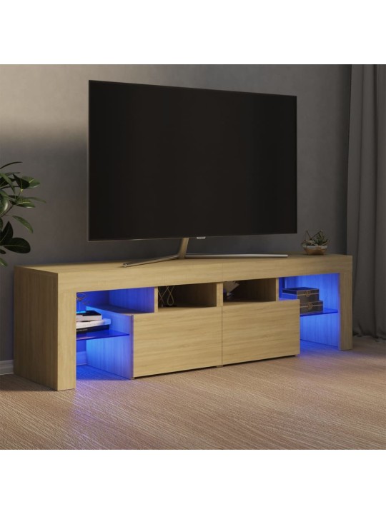 Tv skapītis ar led lampiņām, 140x36,5x40 cm, ozolkoka krāsā