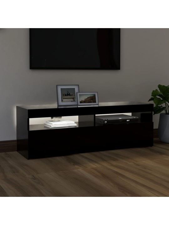 Tv galdiņš ar led lampiņām, 120x35x40 cm, melns