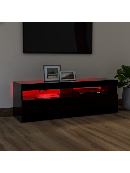 Tv galdiņš ar led lampiņām, 120x35x40 cm, melns