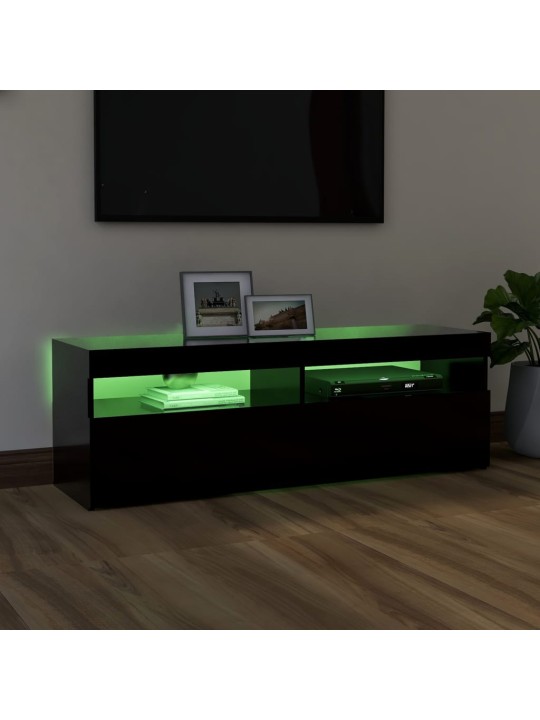Tv galdiņš ar led lampiņām, 120x35x40 cm, melns