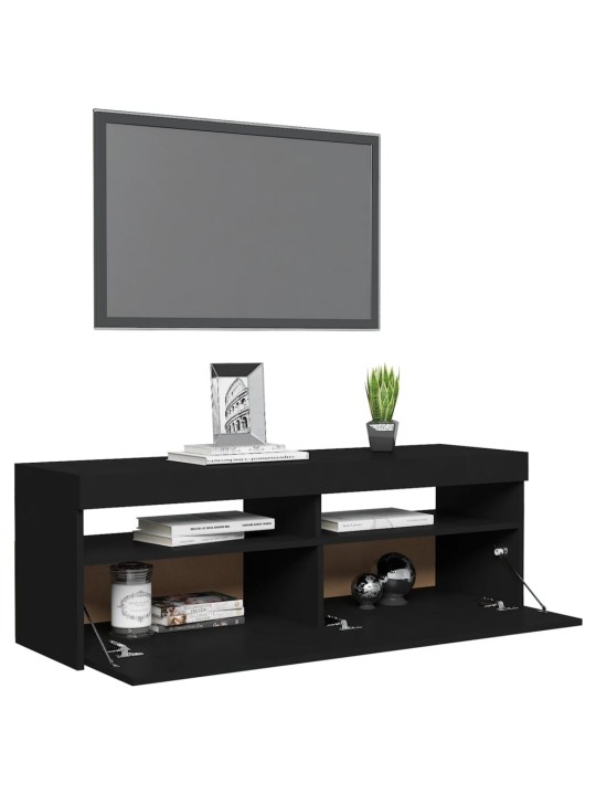 Tv galdiņš ar led lampiņām, 120x35x40 cm, melns