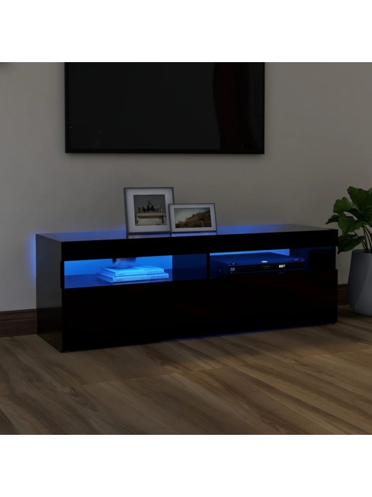 Tv galdiņš ar led lampiņām, 120x35x40 cm, melns