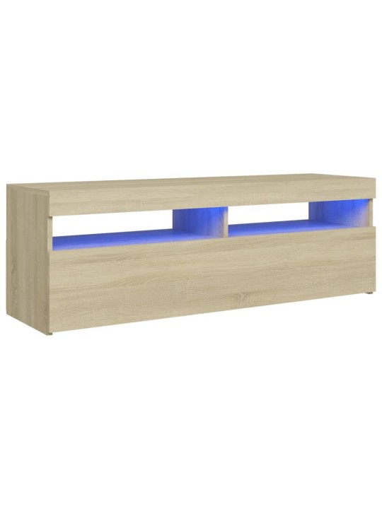Tv galdiņš ar led lampiņām, 120x35x40 cm, ozolkoka krāsā