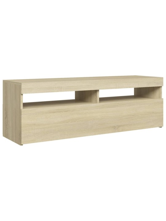 Tv galdiņš ar led lampiņām, 120x35x40 cm, ozolkoka krāsā