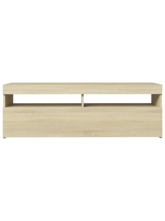 Tv galdiņš ar led lampiņām, 120x35x40 cm, ozolkoka krāsā