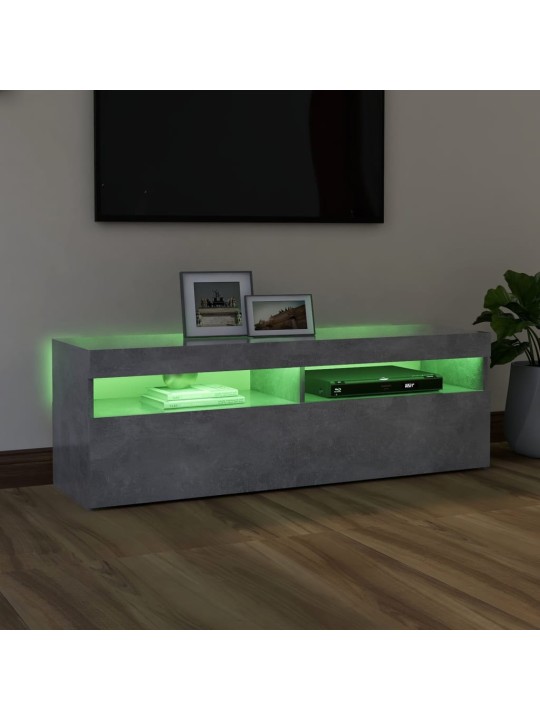 Tv galdiņš ar led lampiņām, 120x35x40 cm, betona pelēks