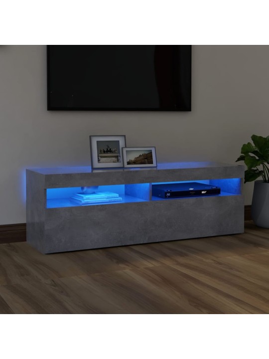 Tv galdiņš ar led lampiņām, 120x35x40 cm, betona pelēks