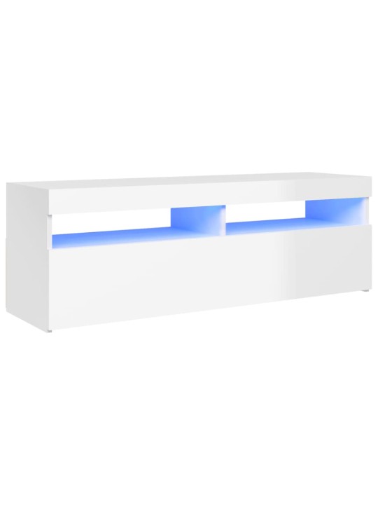 Tv galdiņš ar led lampiņām, 120x35x40 cm, spīdīgi balts