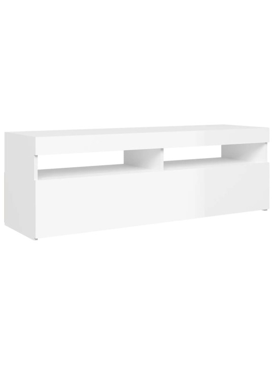Tv galdiņš ar led lampiņām, 120x35x40 cm, spīdīgi balts