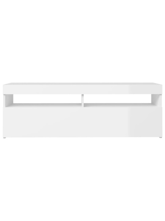 Tv galdiņš ar led lampiņām, 120x35x40 cm, spīdīgi balts