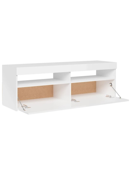 Tv galdiņš ar led lampiņām, 120x35x40 cm, spīdīgi balts