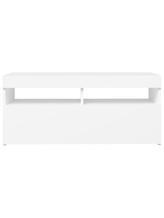 Tv galdiņš ar led lampiņām, 90x35x40 cm, balts