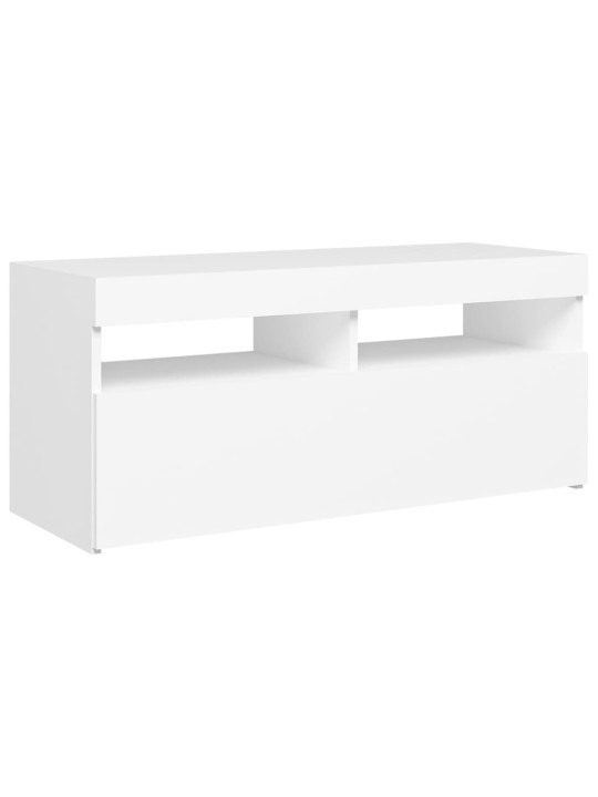Tv galdiņš ar led lampiņām, 90x35x40 cm, balts